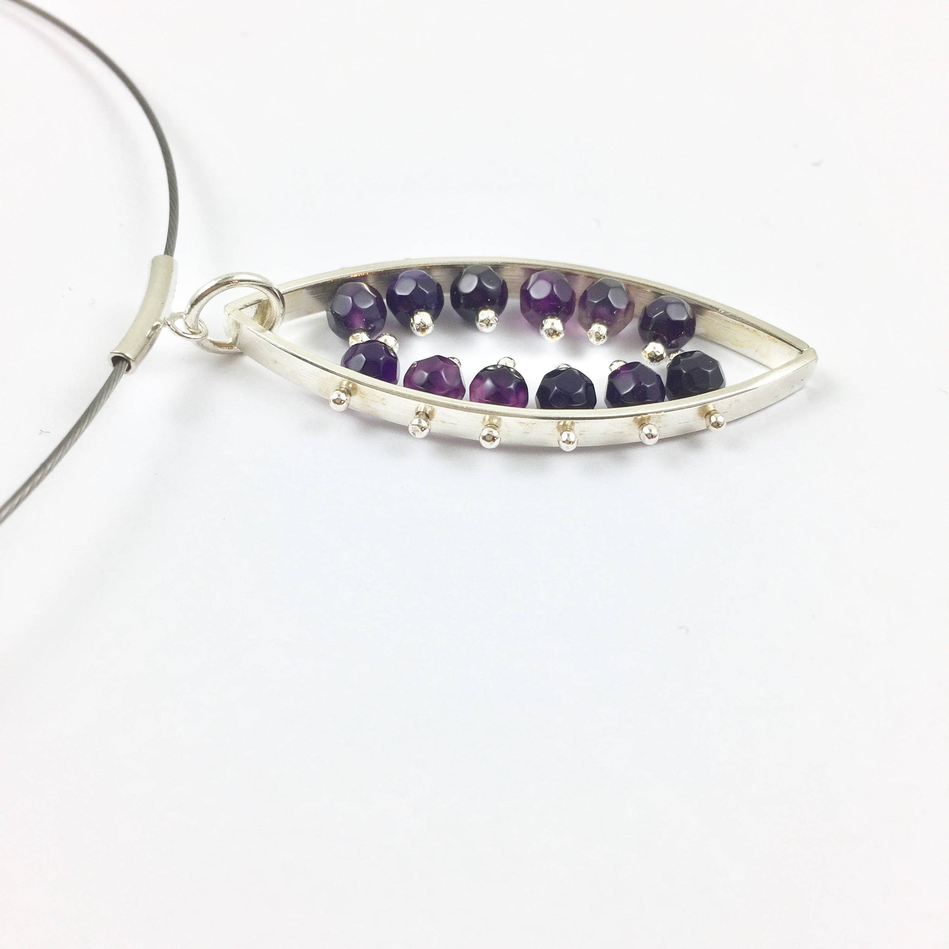 Pierre de naissance de février, pendentif en améthyste, collier violet foncé