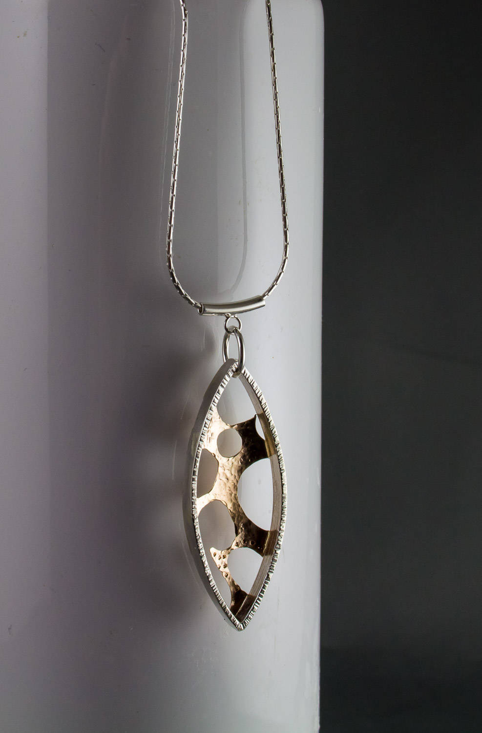 Collier long pendentif en or massif 14 carats et argent, cadeau pour elle