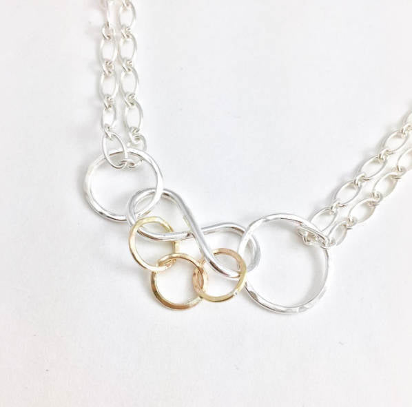 Collier d'allaitement - Collier symbole de l'infini en argent recyclé - Collier réglable - Collier adapté aux bébés - Cadeau pour nouvelle maman