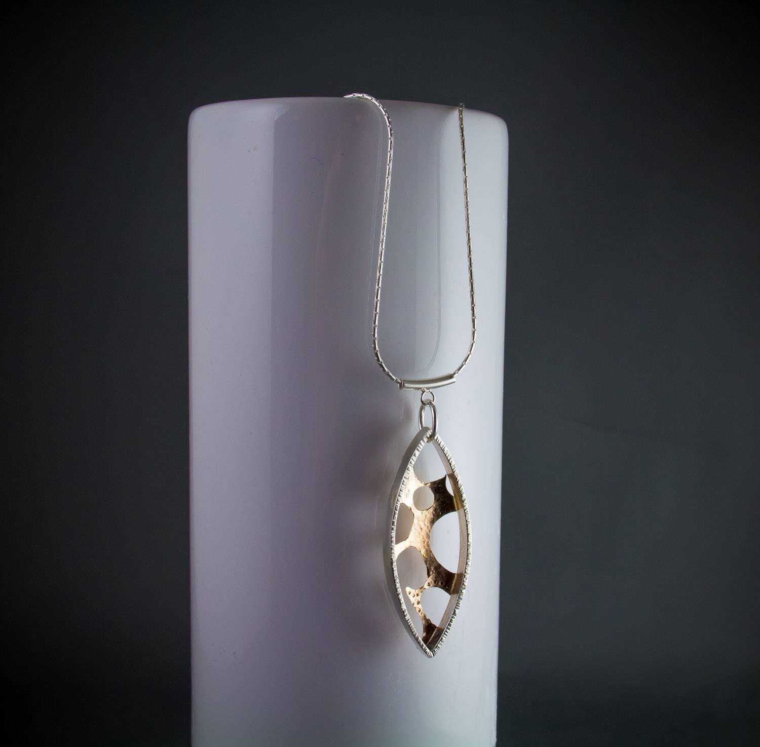 Collier long pendentif en or massif 14 carats et argent, cadeau pour elle