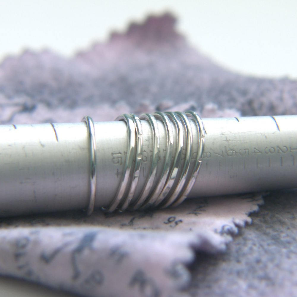 Thin Stackable Band Single Sterling Silver Ring Choice of Finish