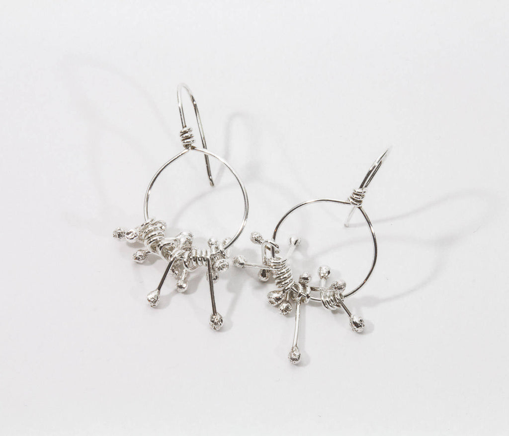 Fringed Sterling Silver Hoop Earrings: Handmade Edgy Statement Jewelry