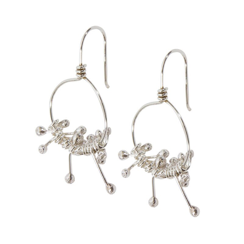 Fringed Sterling Silver Hoop Earrings: Handmade Edgy Statement Jewelry