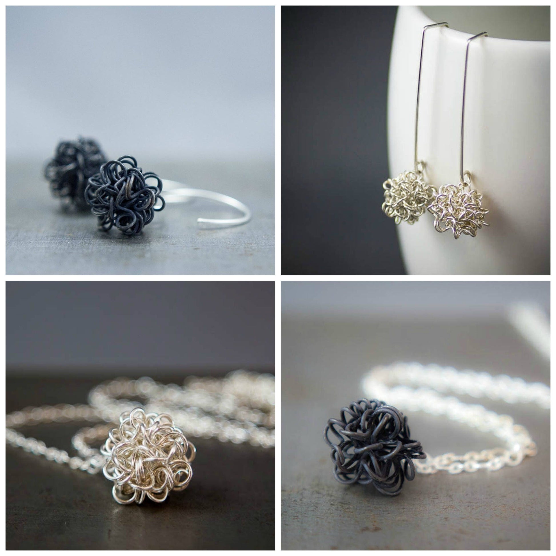 Boucles d'oreilles boule noire, boucles d'oreilles scientifiques, bijoux de physique, boucles d'oreilles matière noire, cadeau en argent recyclé pour elle