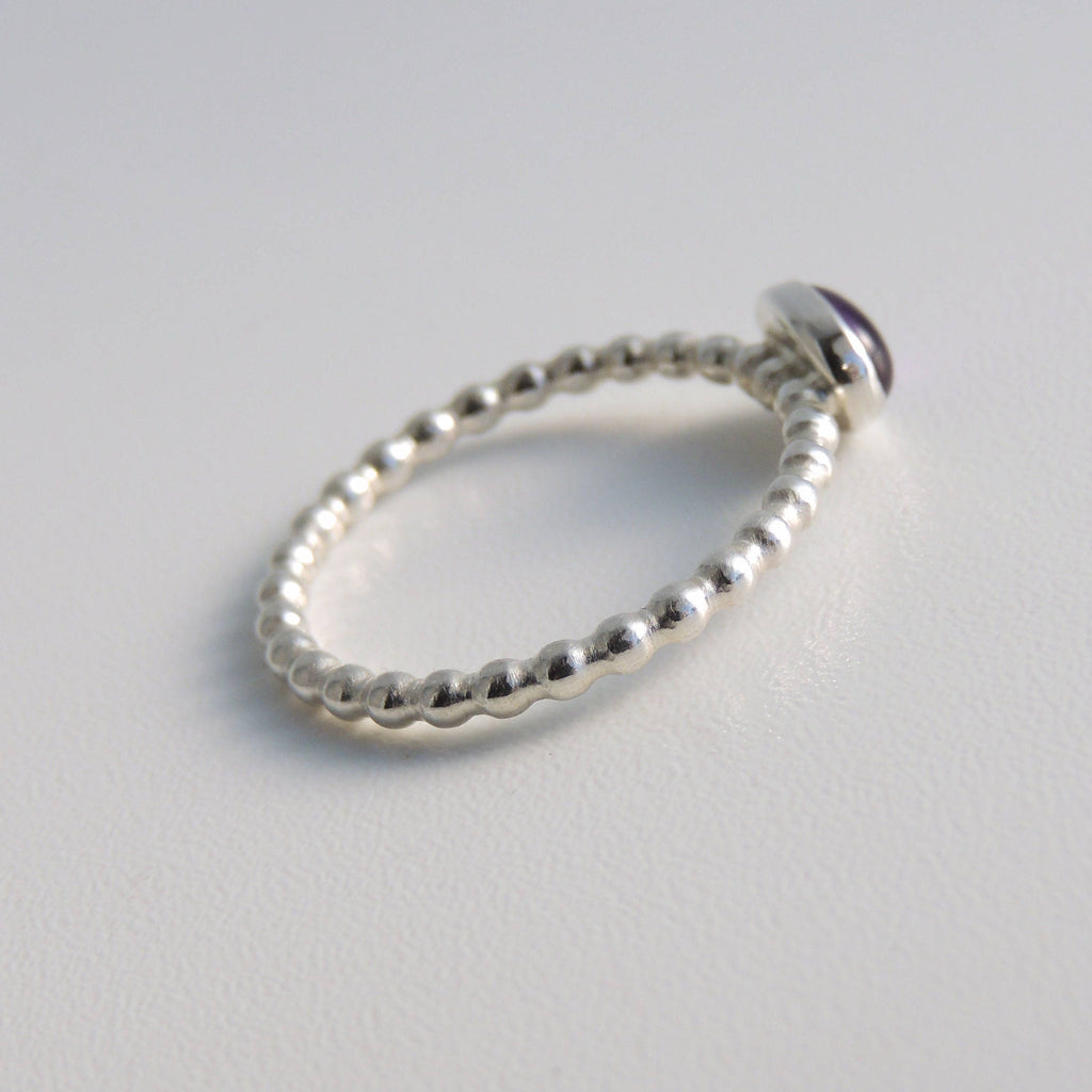 Bague solitaire en argent sterling avec améthyste ovale et pierre précieuse