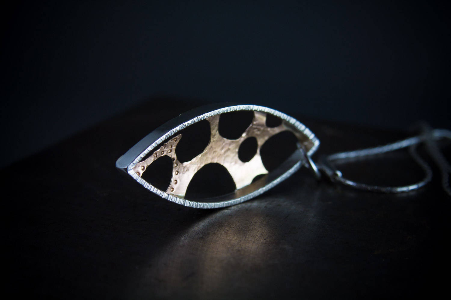 Collier long pendentif en or massif 14 carats et argent, cadeau pour elle