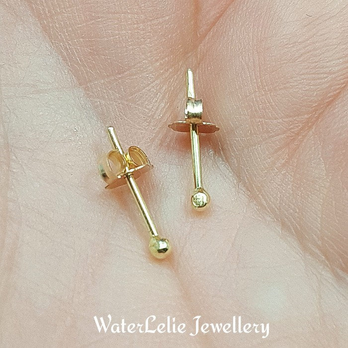 18k Gold Nugget Studs: Solid Gold Ball Earrings