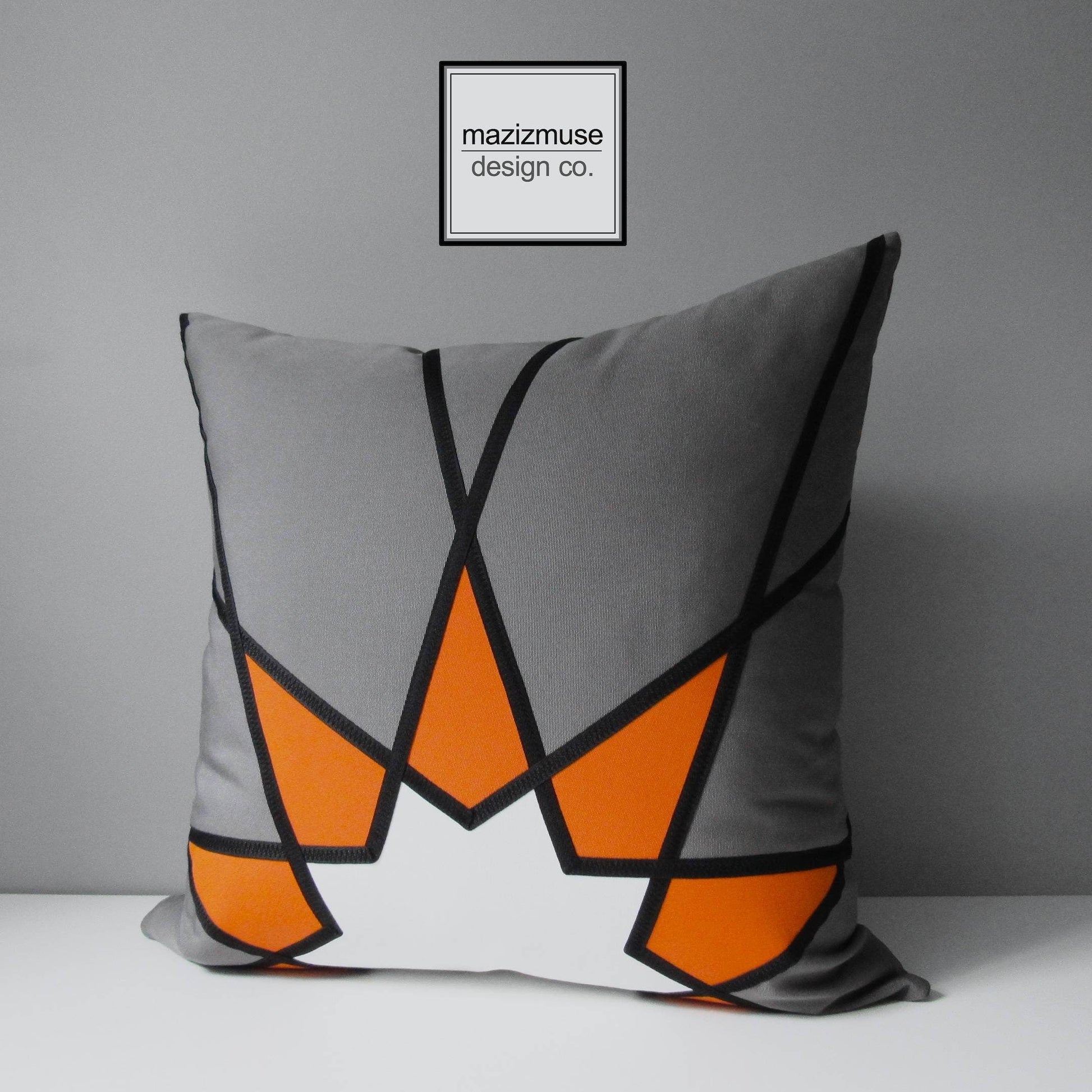 Housse de coussin d'extérieur Sunbrella géométrique gris et vert citron