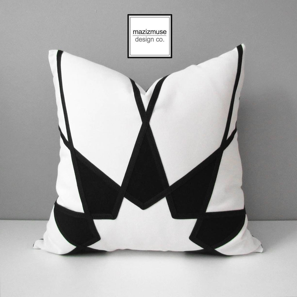 Geometric Grey & Lime Green Outdoor Sunbrella Pillow Cover
