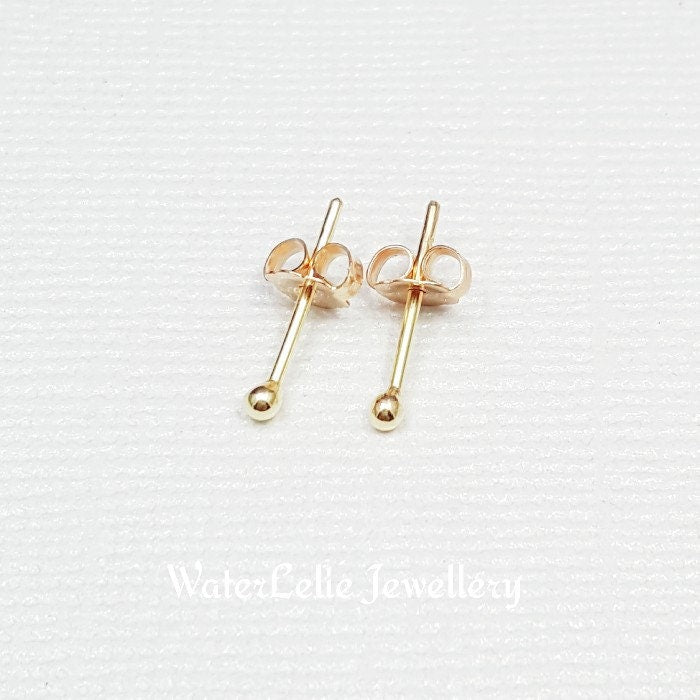 18k Gold Nugget Studs: Solid Gold Ball Earrings