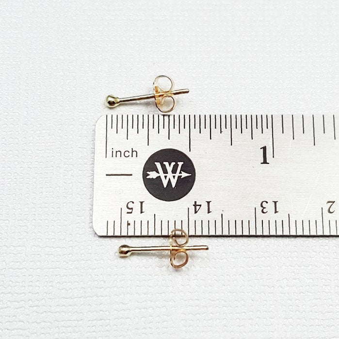 18k Gold Nugget Studs: Solid Gold Ball Earrings