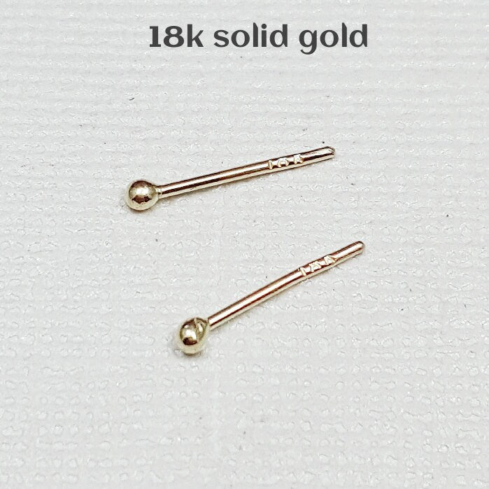 18k Gold Nugget Studs: Solid Gold Ball Earrings