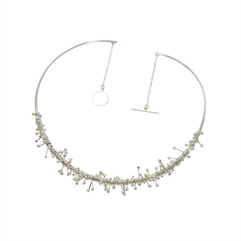 Collier ras du cou en argent, ras du cou à rayons en argent enroulé, ras du cou à franges en argent, cadeau pour elle, ras du cou tendance,