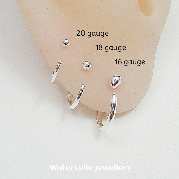 Fine Silver Huggie Earrings: Tiny .999 Sleeper Hoops