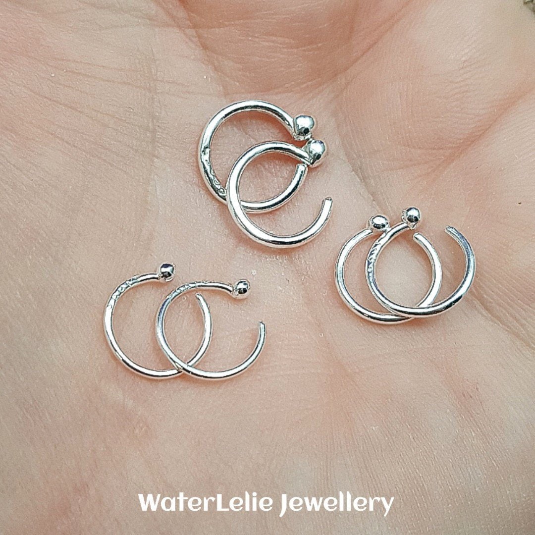 Fine Silver Huggie Earrings: Tiny .999 Sleeper Hoops