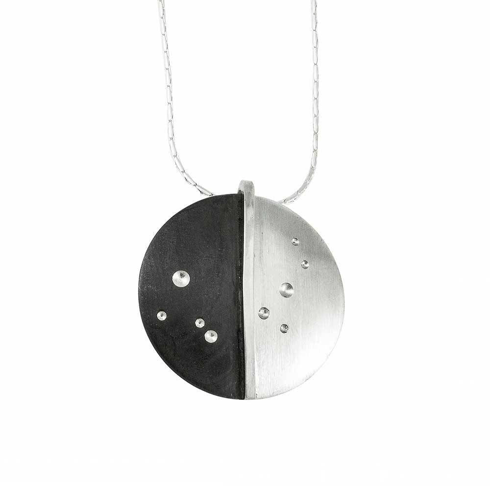 Collier Lune en Argent, Collier Céleste, Pendentif en Argent Recyclé, Cadeau Bijou Céleste pour Femme, Collier Ciel Nocturne, Bijou Lunaire