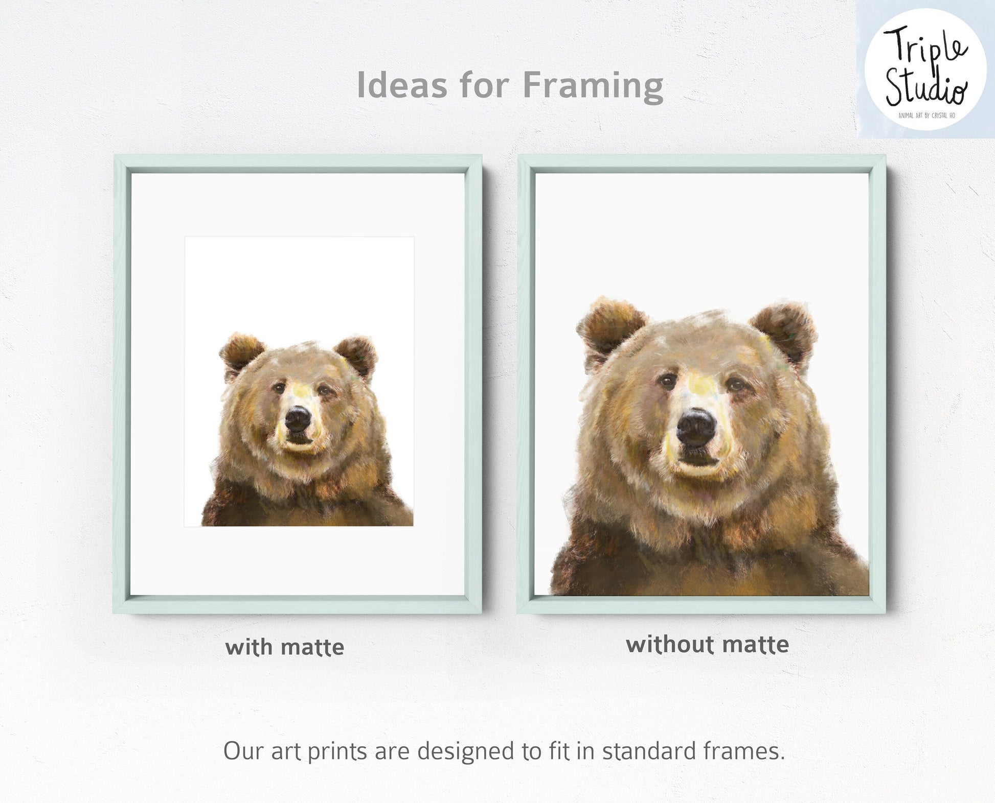 Estampe d'art d'ours grizzly