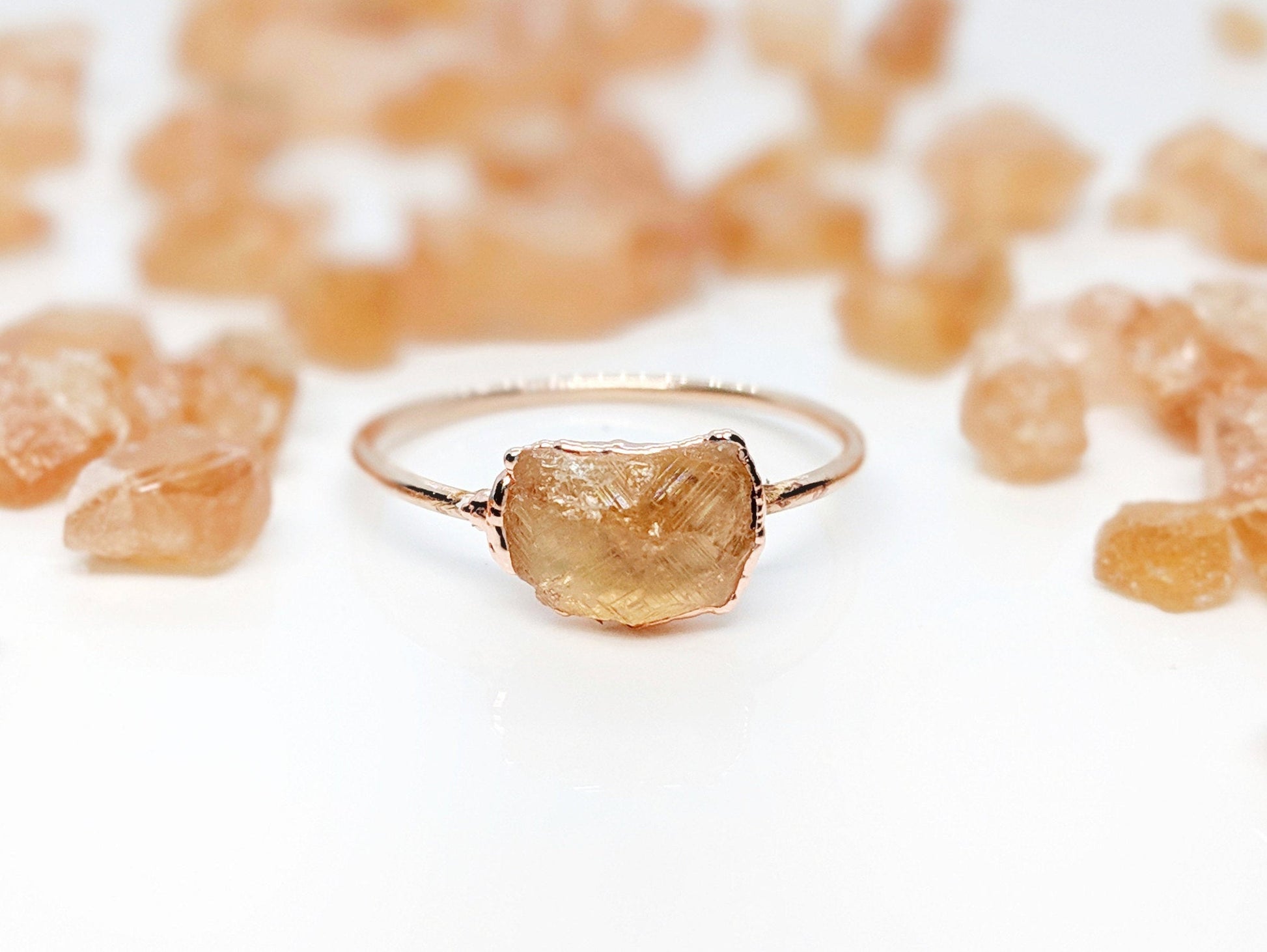 Raw Hessonite Garnet ring
