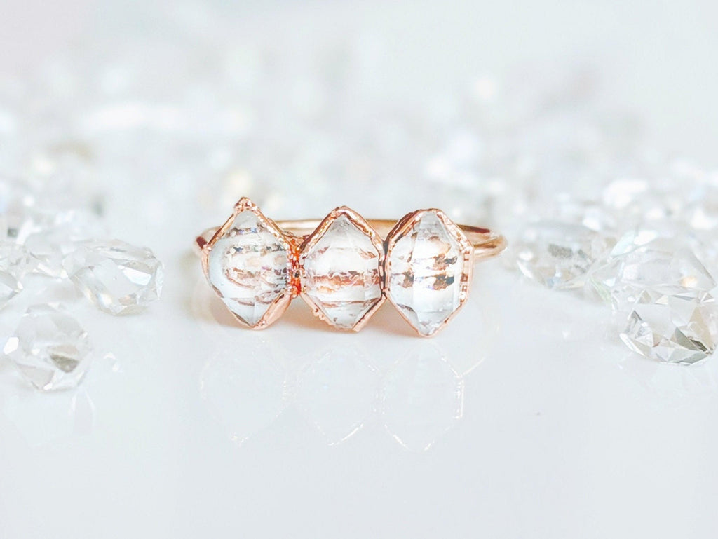 Triple Herkimer diamond ring