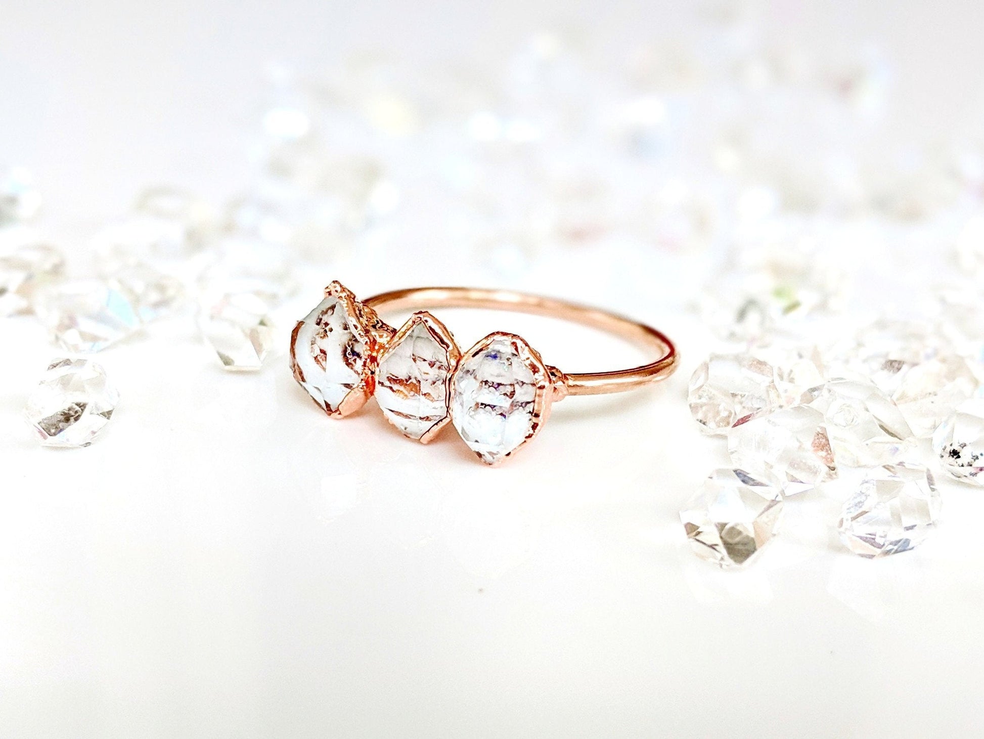 Triple Herkimer diamond ring