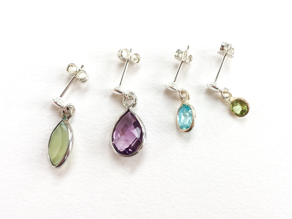 Boucles d'oreilles en pierres précieuses vertes, boucles d'oreilles en argent sterling, cadeau d'anniversaire, boucles d'oreilles avec pierre de naissance d'août, boucles d'oreilles en péridot