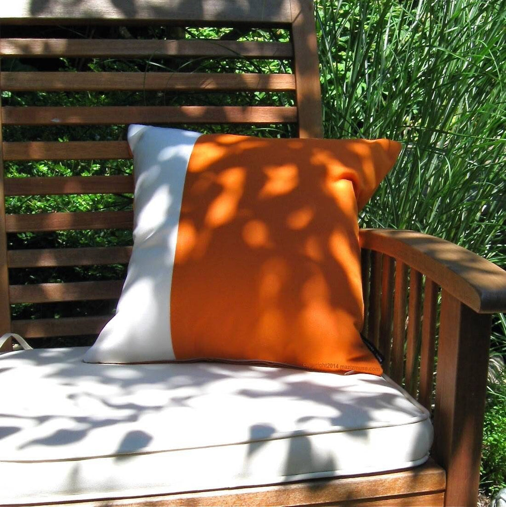 Modern Orange Outdoor Pillow Cover, Decorative Tuscan Sunbrella Cushion Cover