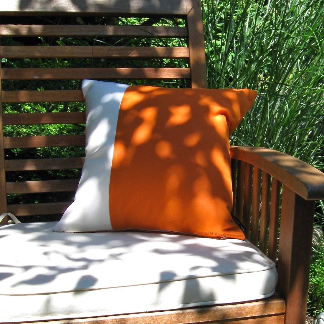 Housse de coussin d'extérieur orange moderne, housse de coussin décorative toscane Sunbrella