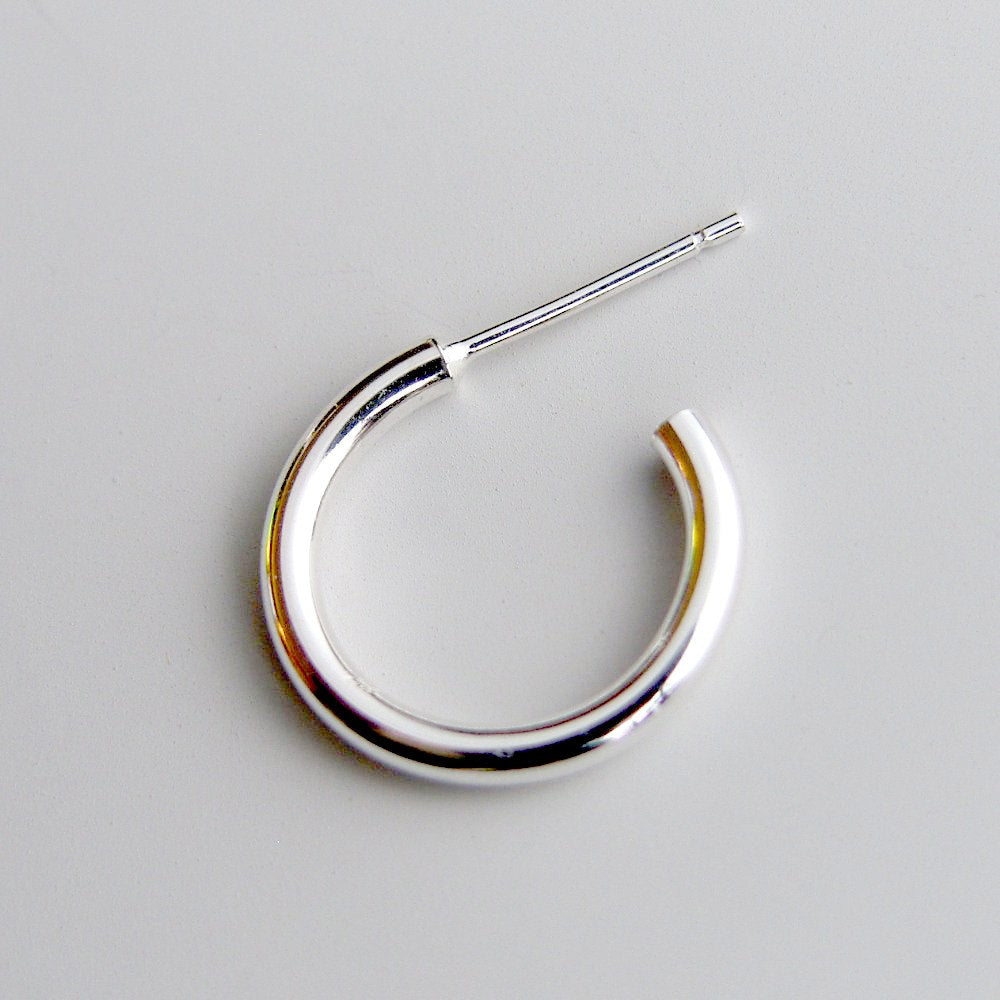 Sterling Silver Hoops Small Classic Stud Earrings 15mm Silver Studs
