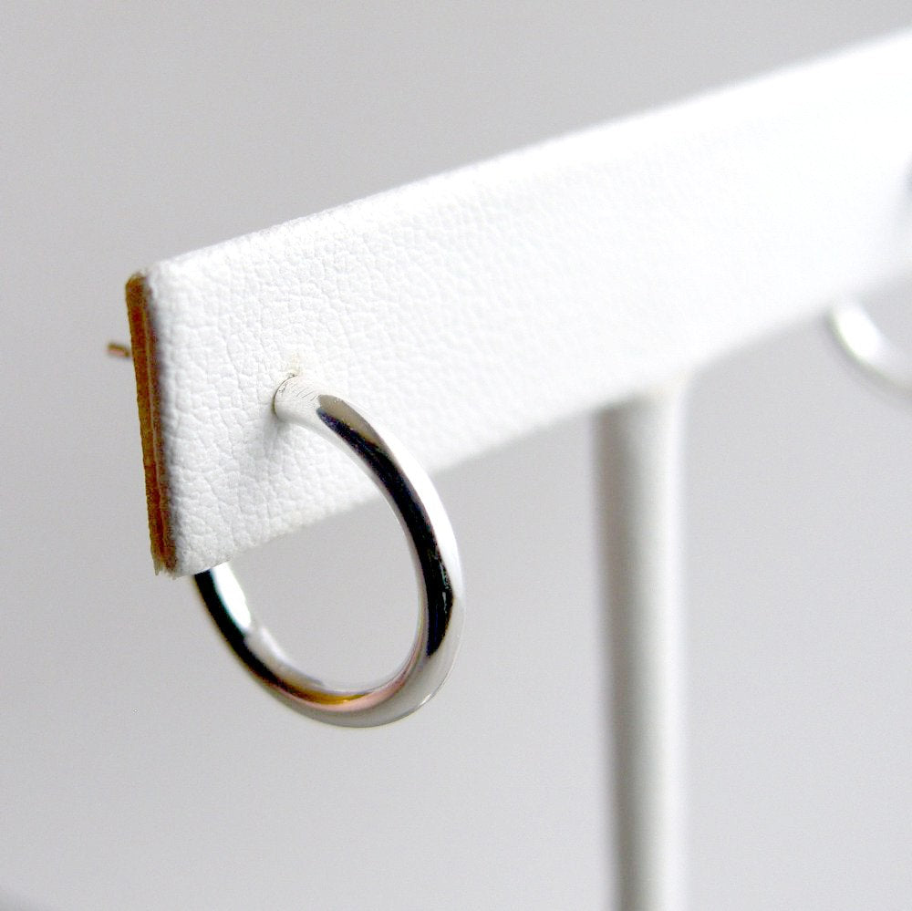 Sterling Silver Hoops Small Classic Stud Earrings 15mm Silver Studs