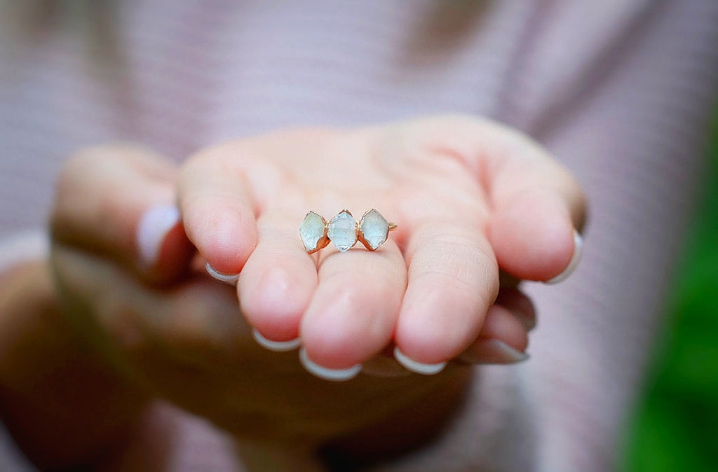 Triple Herkimer diamond ring