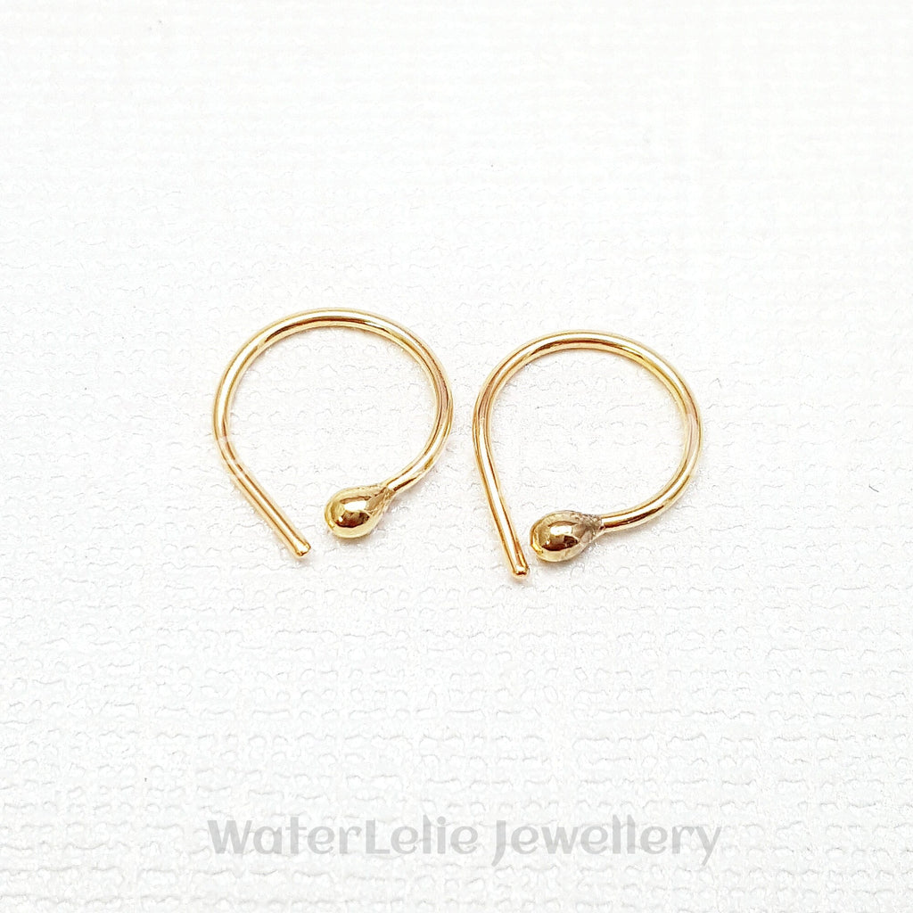 22k Gold Huggie Earrings: Tiny Solid Gold Hoops