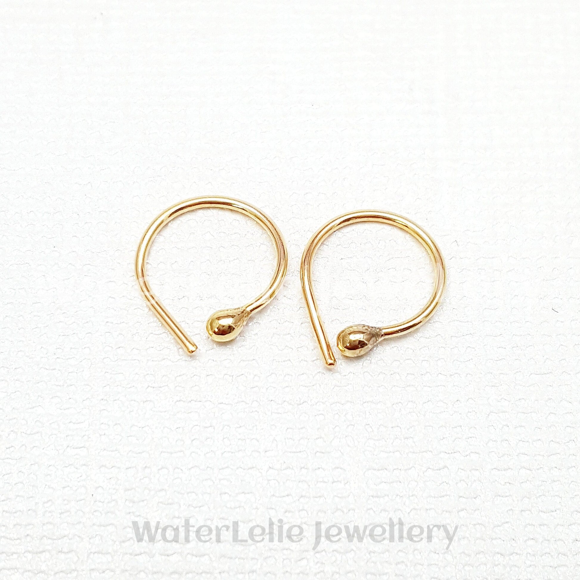 22k Gold Huggie Earrings: Tiny Solid Gold Hoops