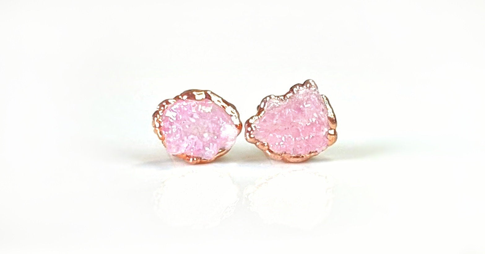Raw Rose Quartz stud earrings