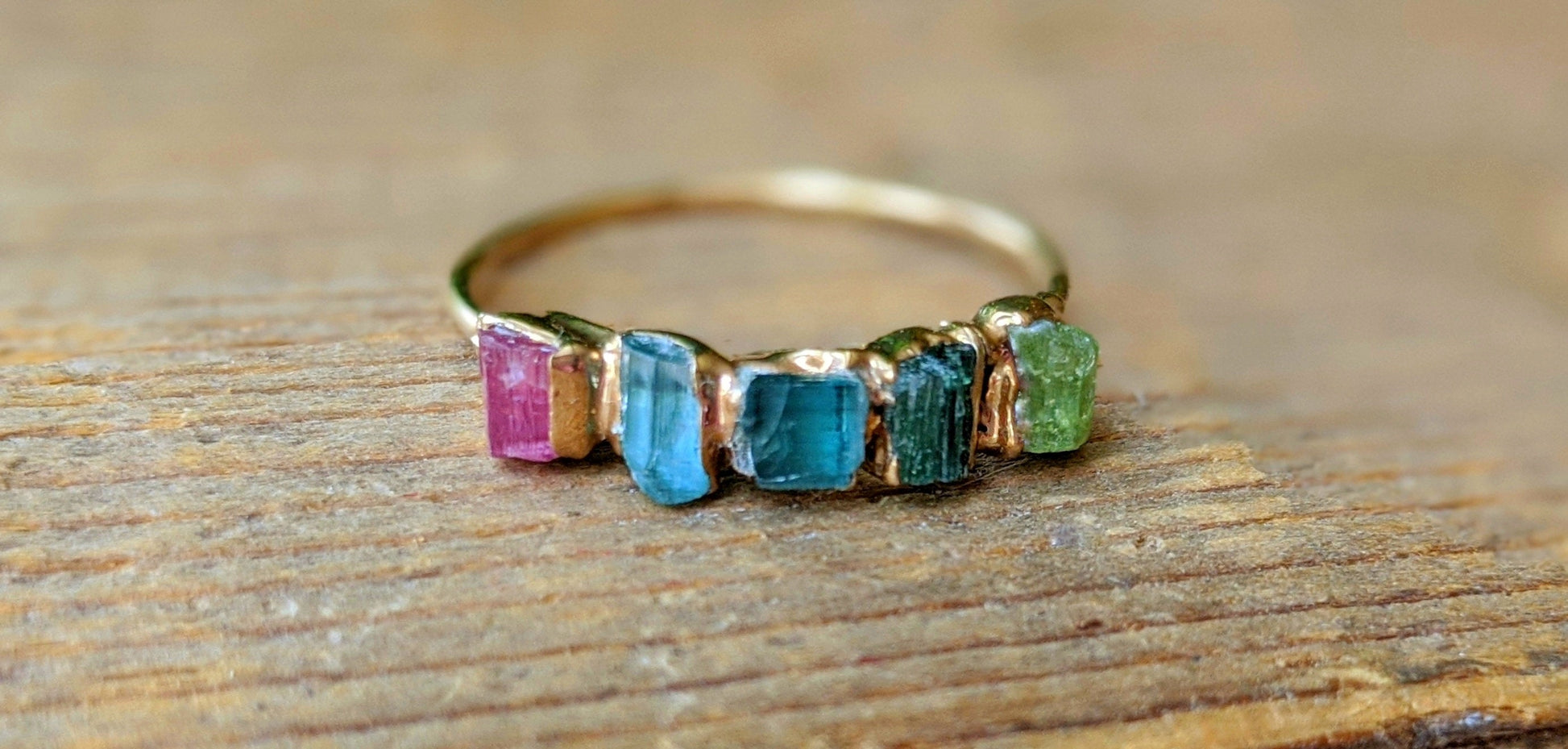 Raw Tourmaline Eternity ring