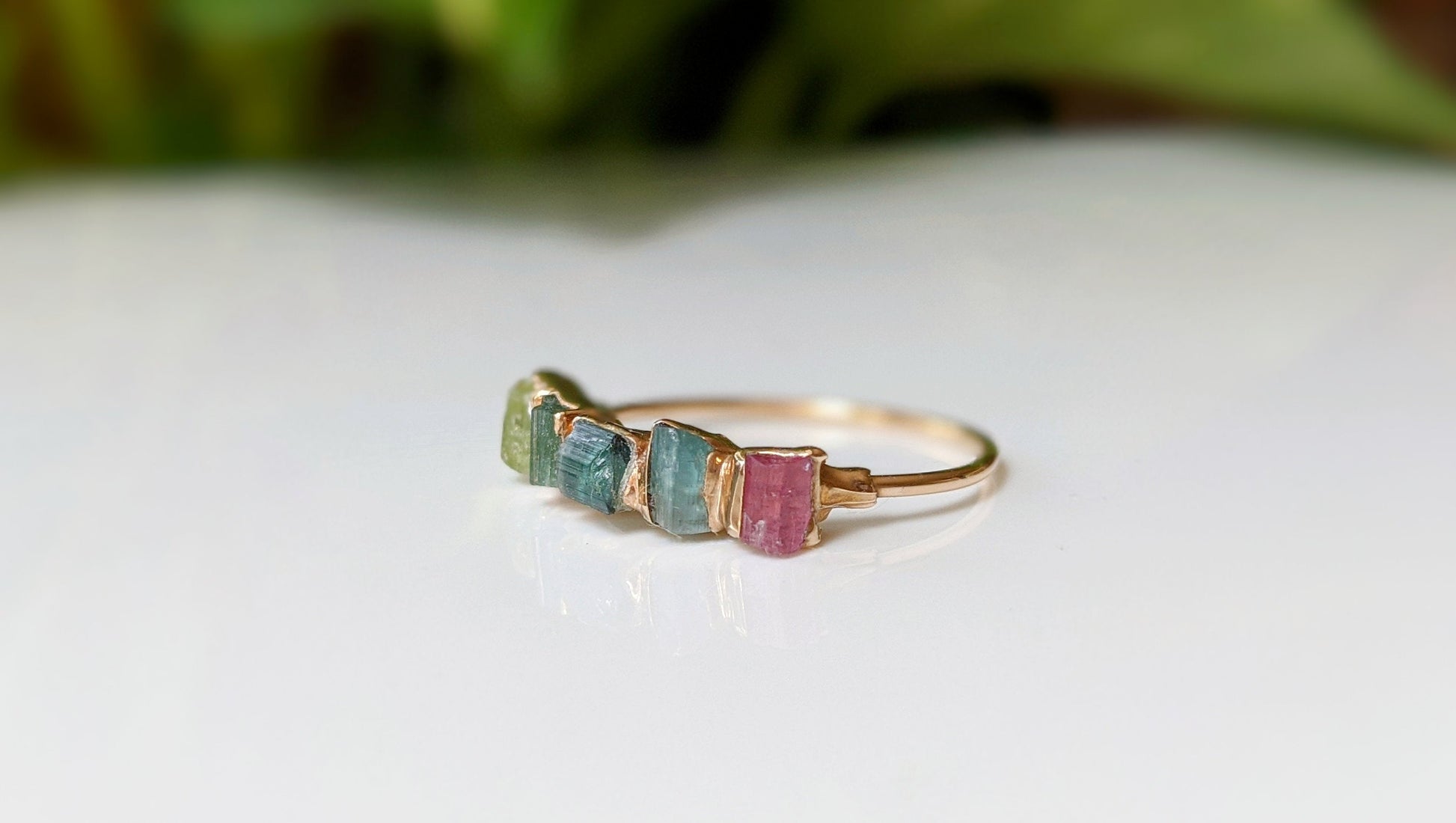 Raw Tourmaline Eternity ring