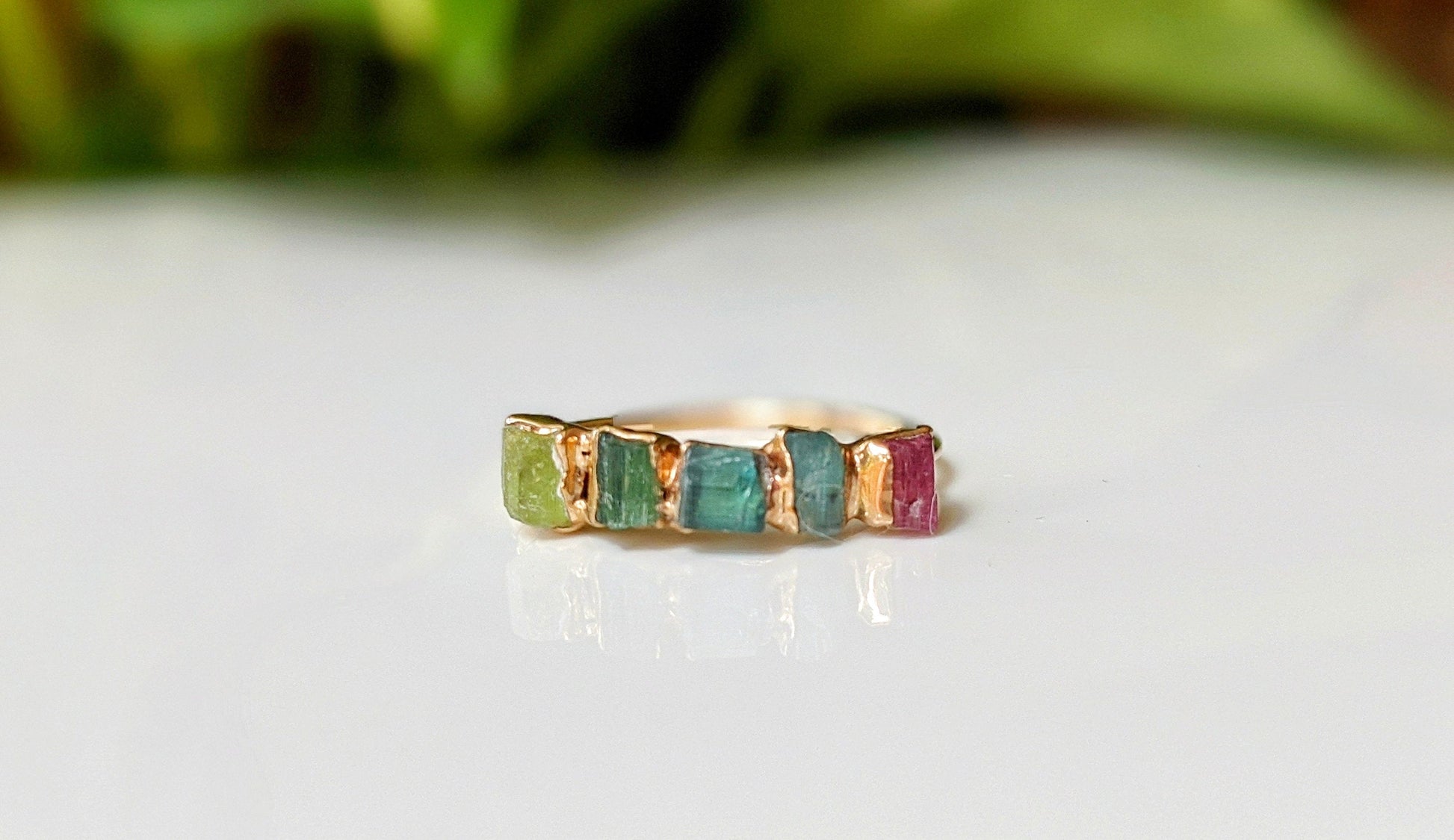 Raw Tourmaline Eternity ring