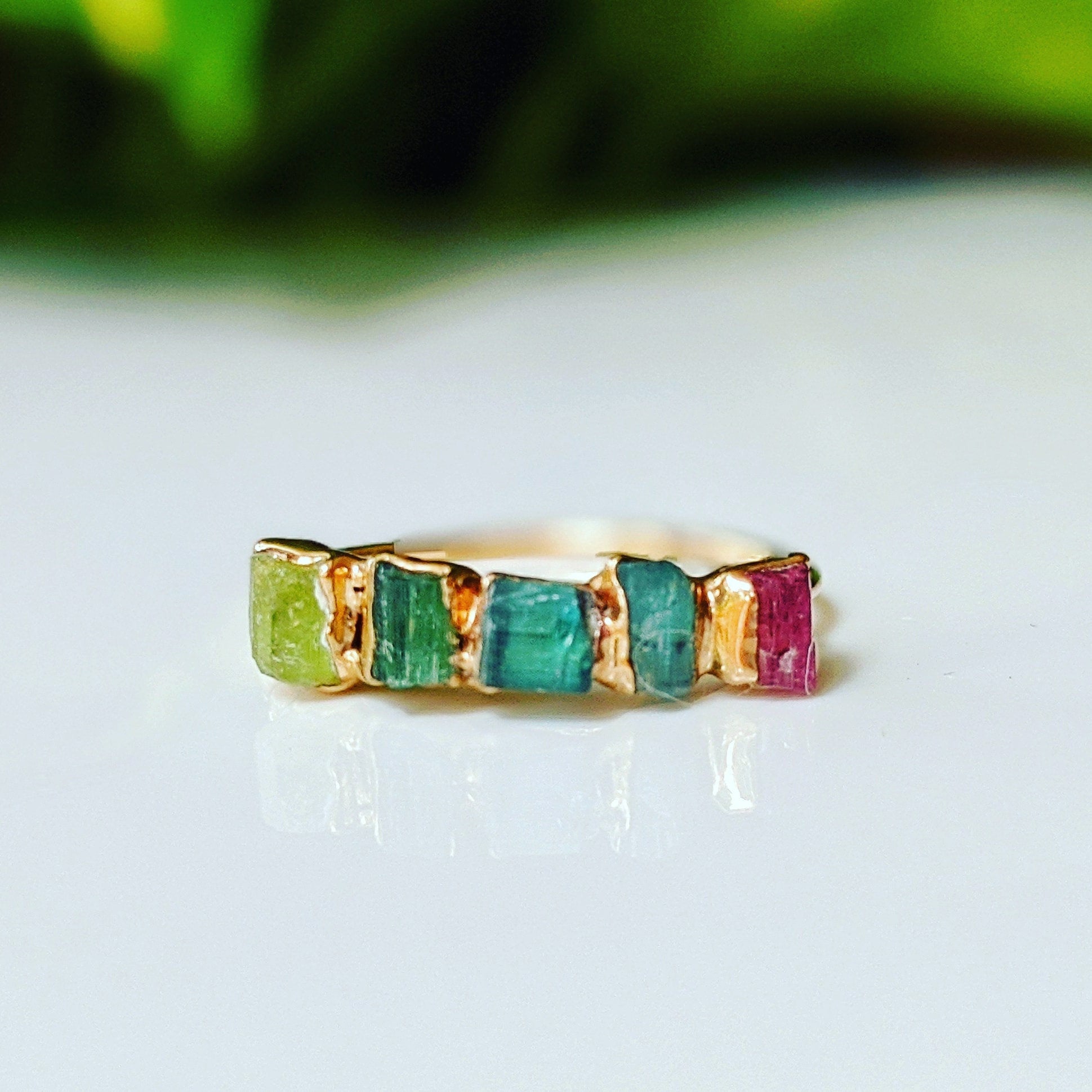 Raw Tourmaline Eternity ring