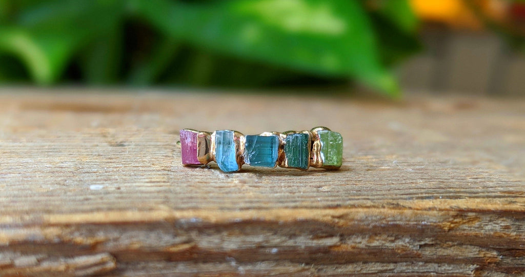 Raw Tourmaline Eternity ring