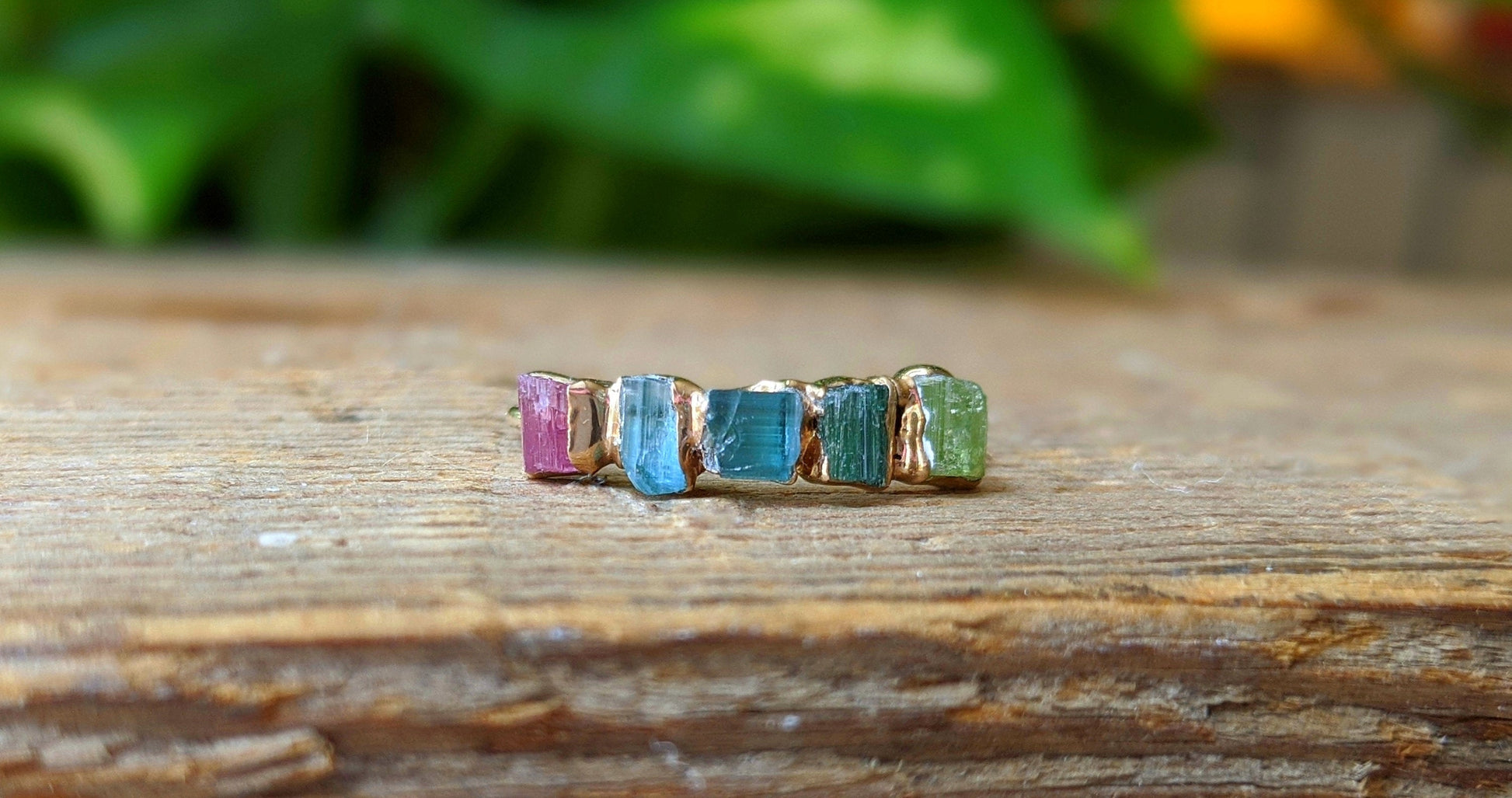 Raw Tourmaline Eternity ring