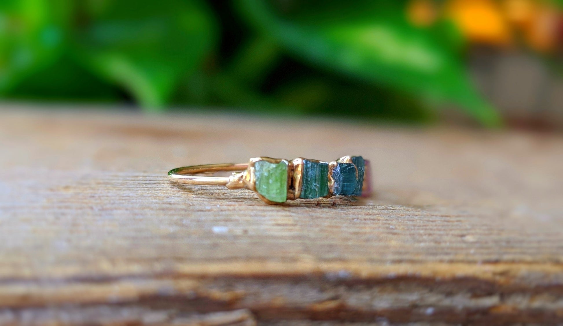 Raw Tourmaline Eternity ring