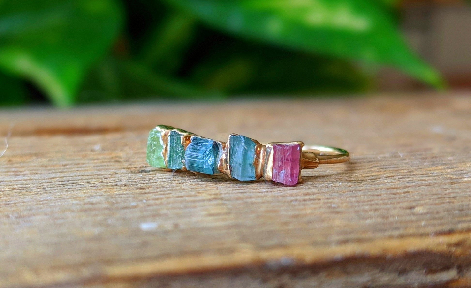 Raw Tourmaline Eternity ring