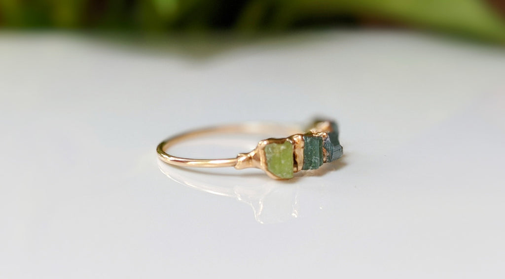 Raw Tourmaline Eternity ring