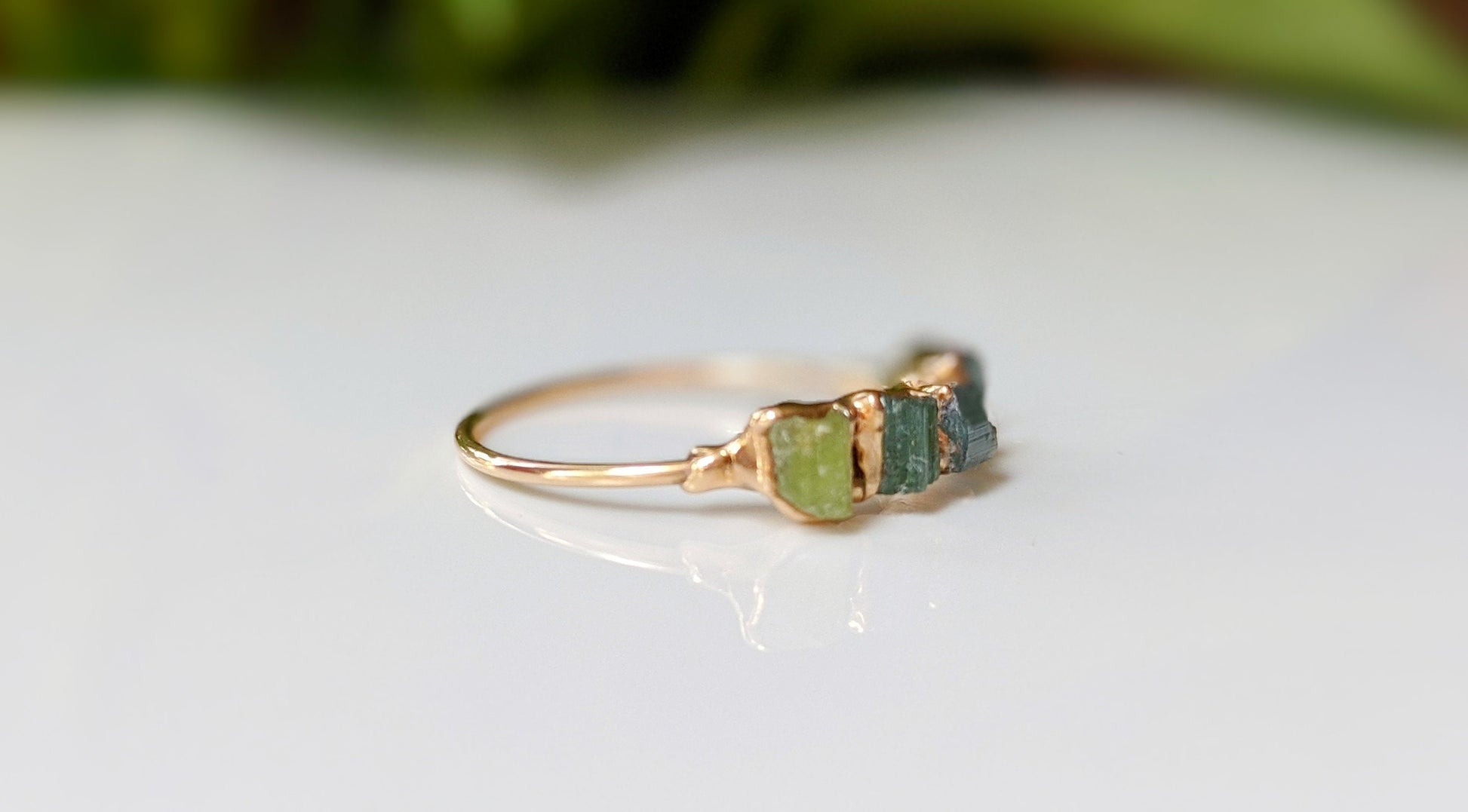 Raw Tourmaline Eternity ring