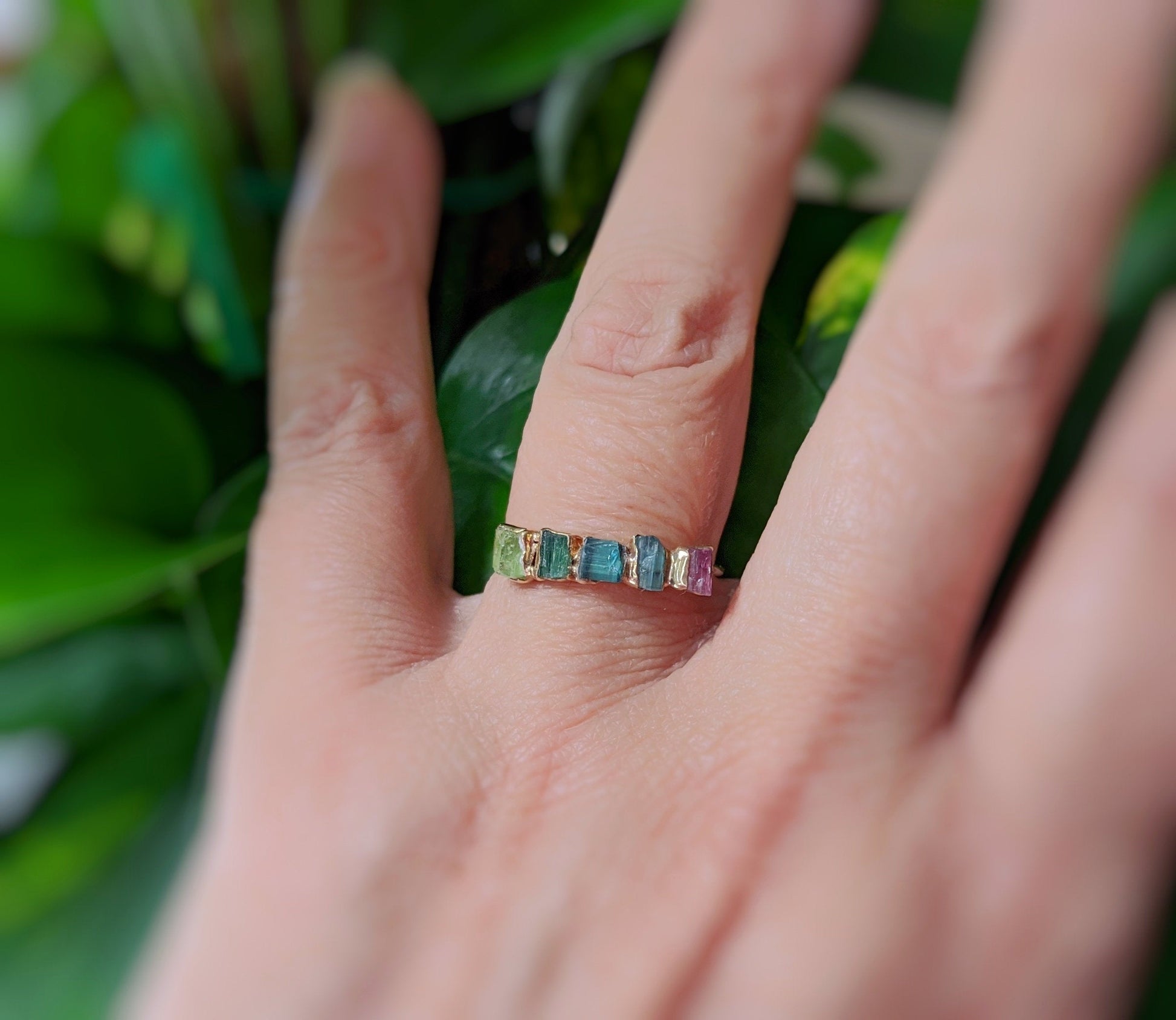 Raw Tourmaline Eternity ring