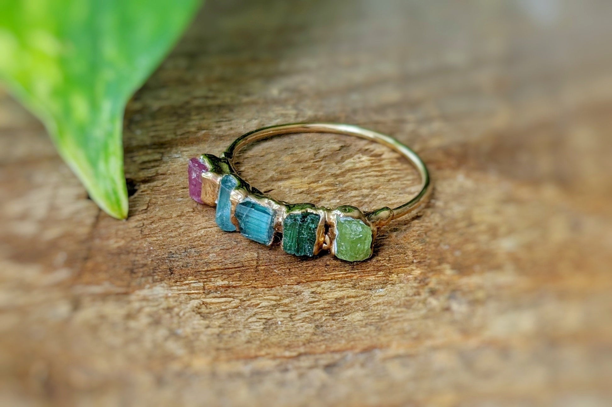 Raw Tourmaline Eternity ring