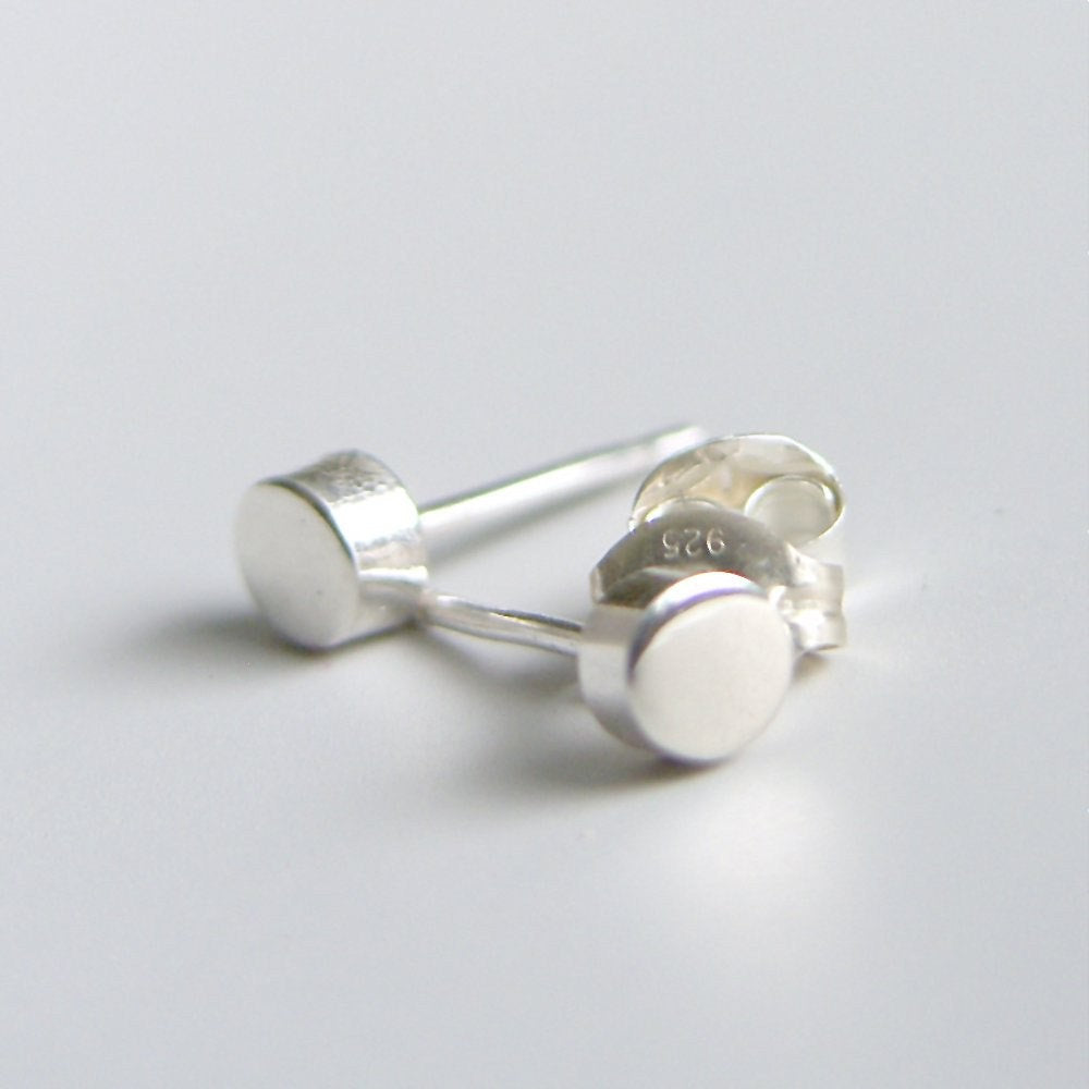 Stud Earrings Sterling Silver Small Spots Circle Post Earrings Silver Studs