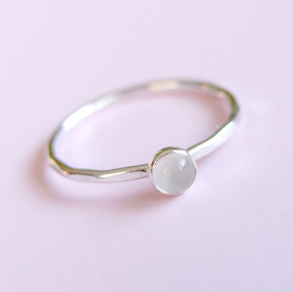 Moonstone Ring Sterling Silver Stacking Ring
