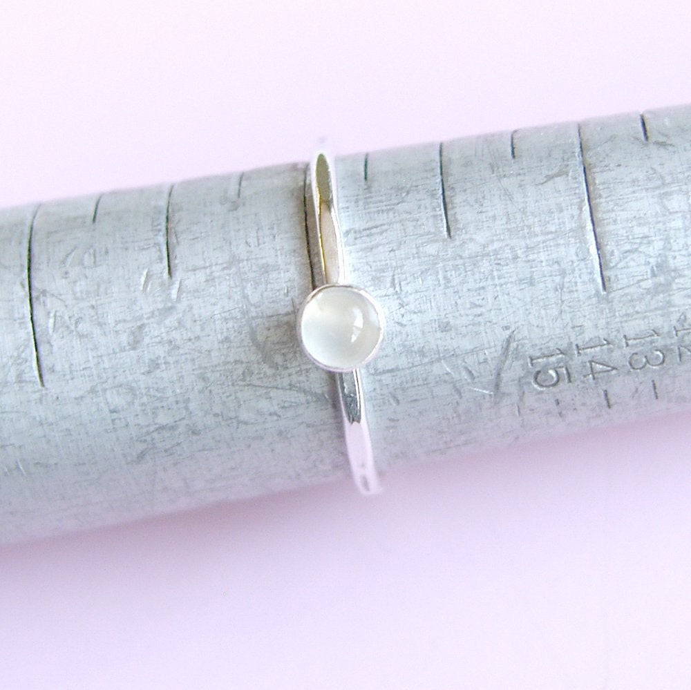 Moonstone Ring Sterling Silver Stacking Ring