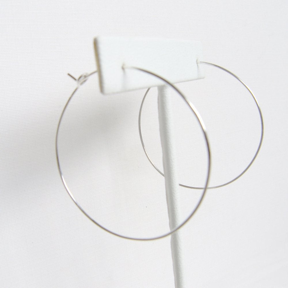 Large Hammered Flat Hoops Sterling Silver Hoop Earrings Various Sizes