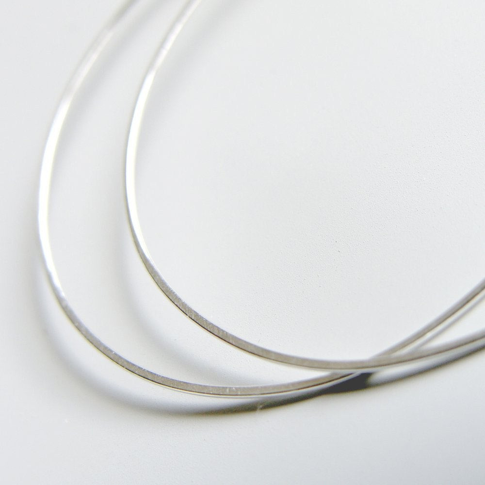 Large Hammered Flat Hoops Sterling Silver Hoop Earrings Various Sizes